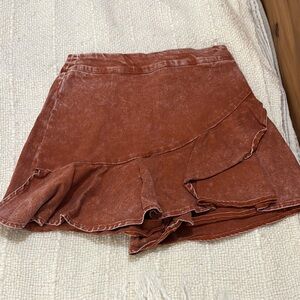 Rust Ruffle Mini Skort